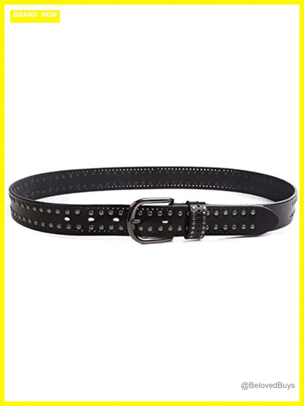 Women's PU Leather Studded Belt, Punk Rock Grommet Belt for Jeans